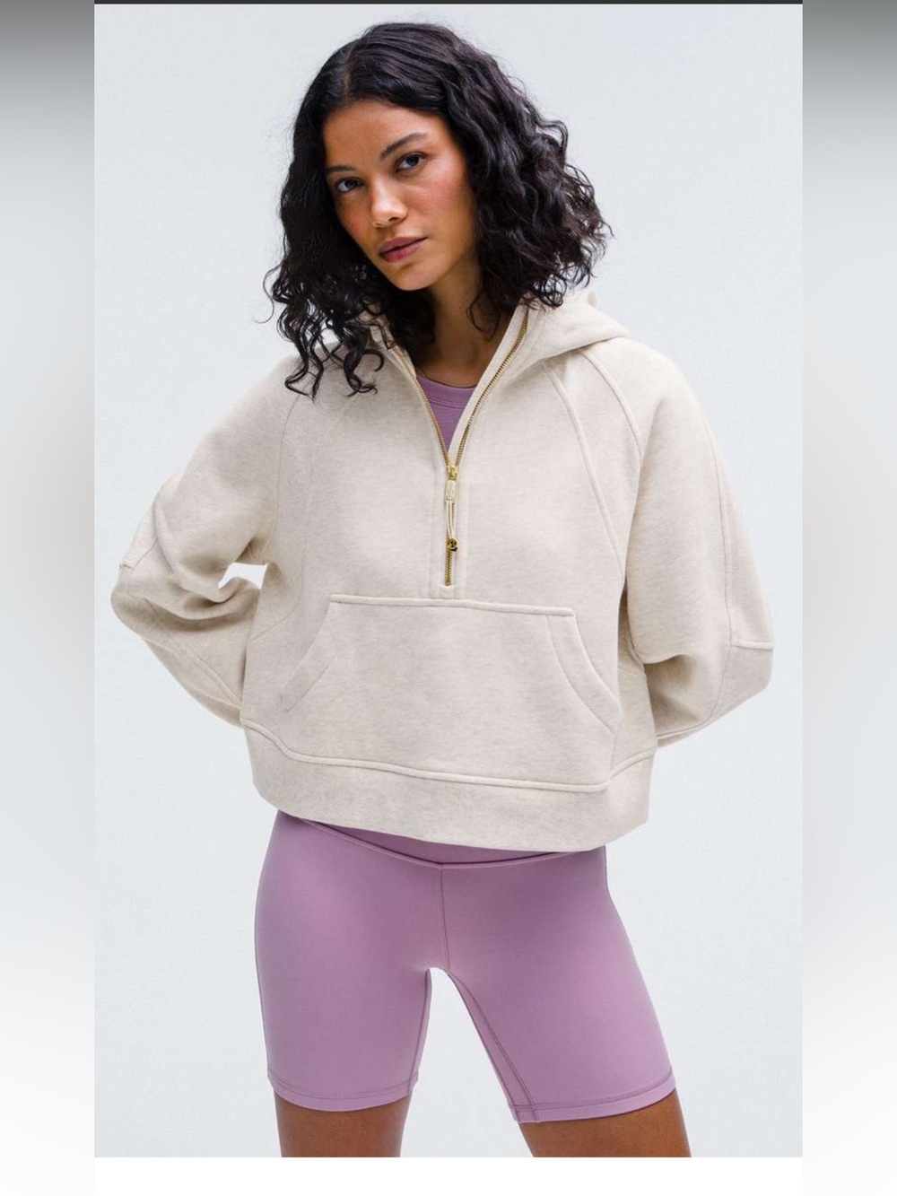 Xl/XXl Lululemon Scuba Oversized Half Zip Hoodie, Heathered bone/gold